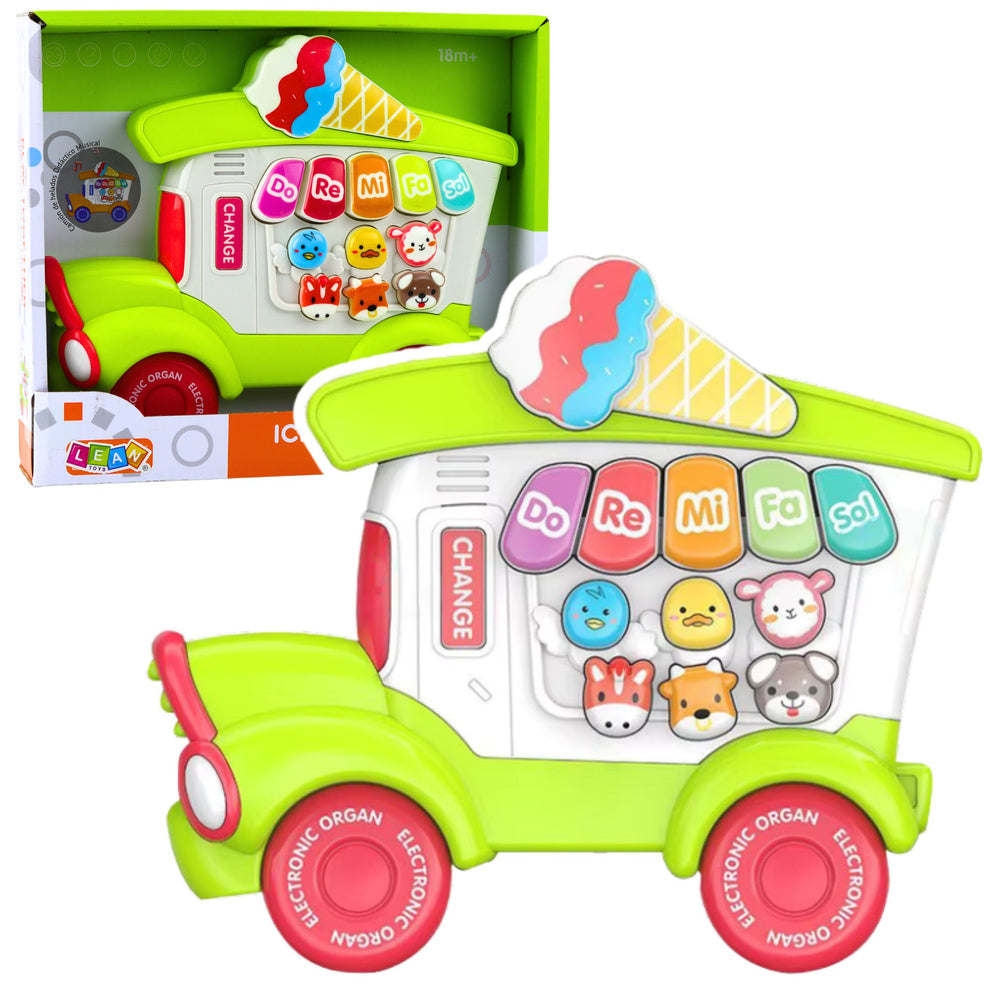 Educational electronic piano for toddlers, ice cream parlor, green
