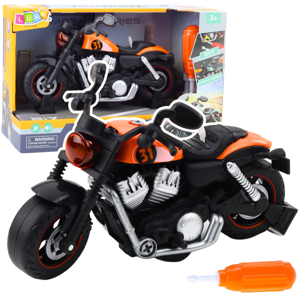 DIY Motorcycle Turning Unscrewing Lights Sounds Orange