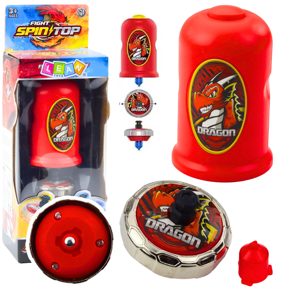 LEAN Toys Flying Disc Dragon Kreisel Launcher Set Rot