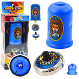 LEAN Toys Flying Disk Lion Spinner Launcher Set Blau