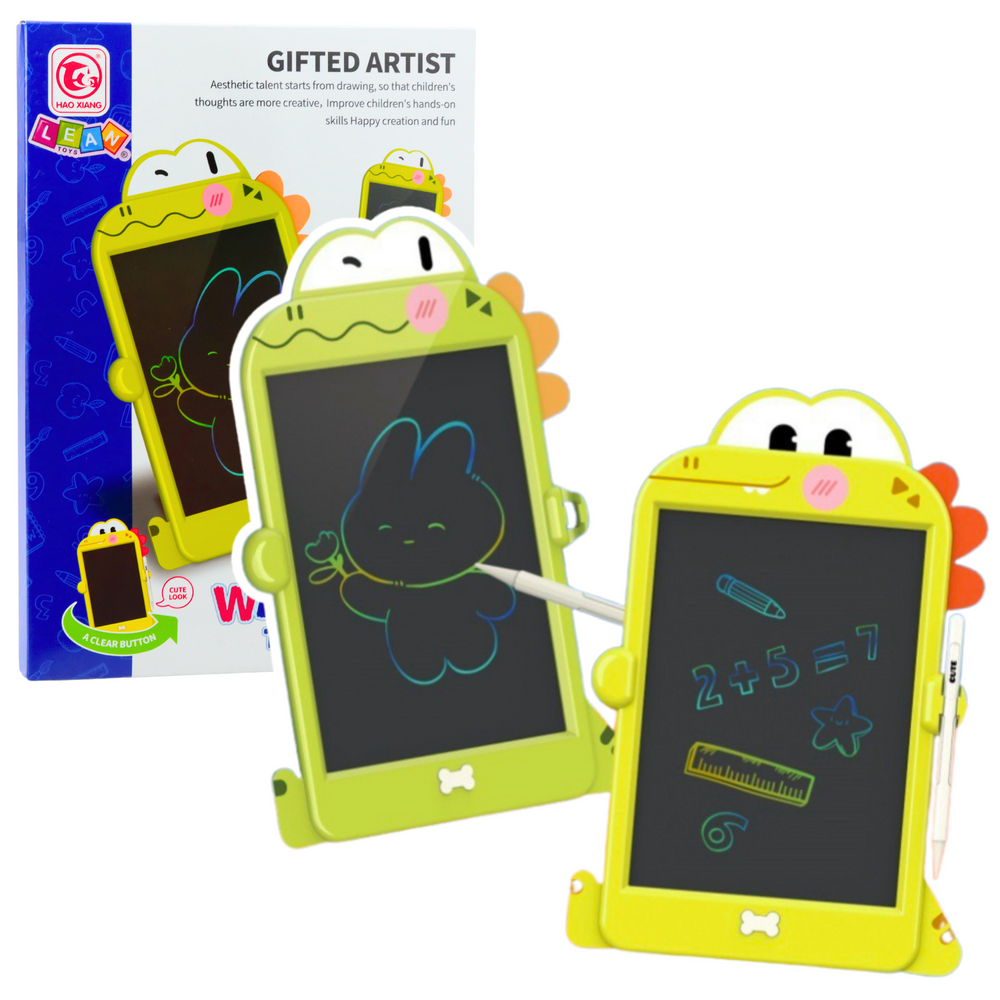 LCD writing and drawing board, dinosaur stylus, green