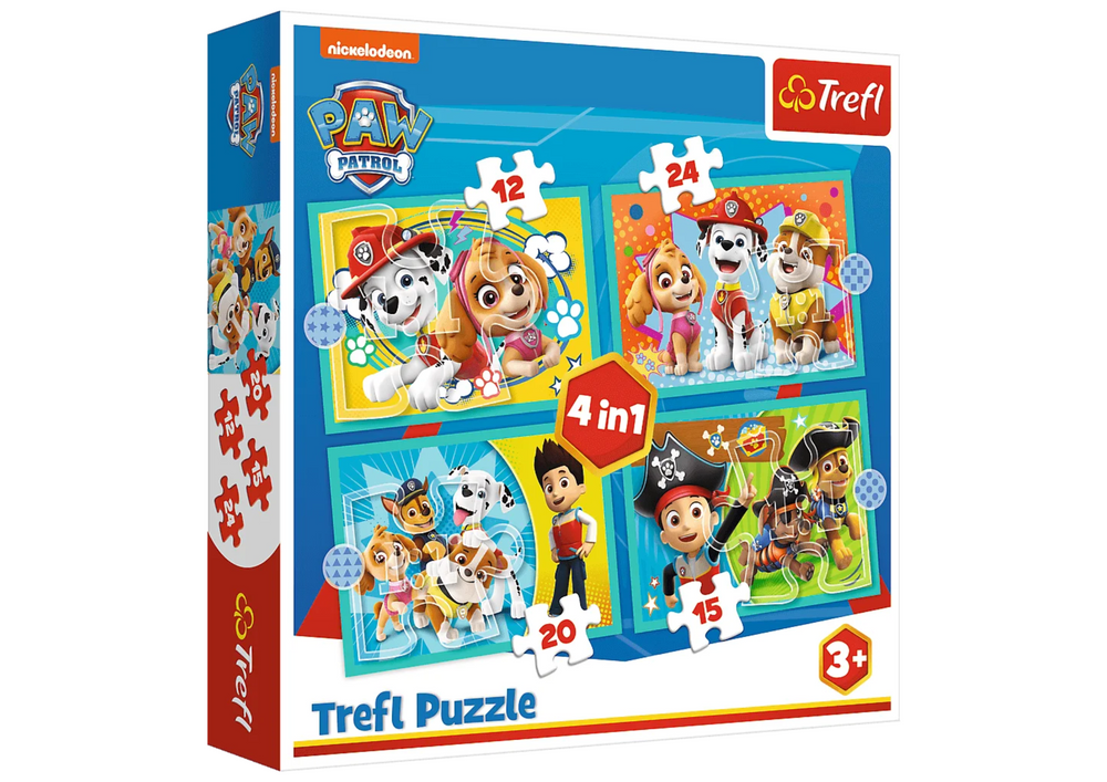 Trefl Puzzle Paw Patrol 4in1 Puzzle Lustiges Paw Patrol Team Trefl 34346