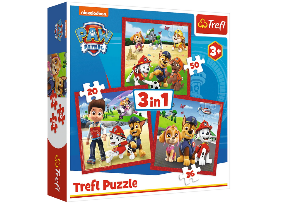 3-in-1-Puzzle Happy Dogs Paw Patrol Trefl 34867