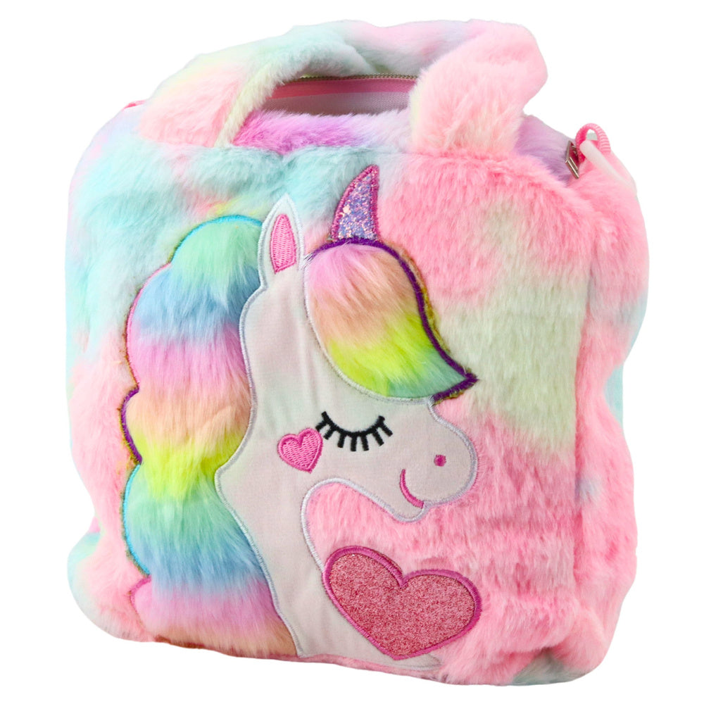 LEAN Plüsch-Kindertasche mit Einhorn, verstellbare Schulter, Pastell, 24x9cm