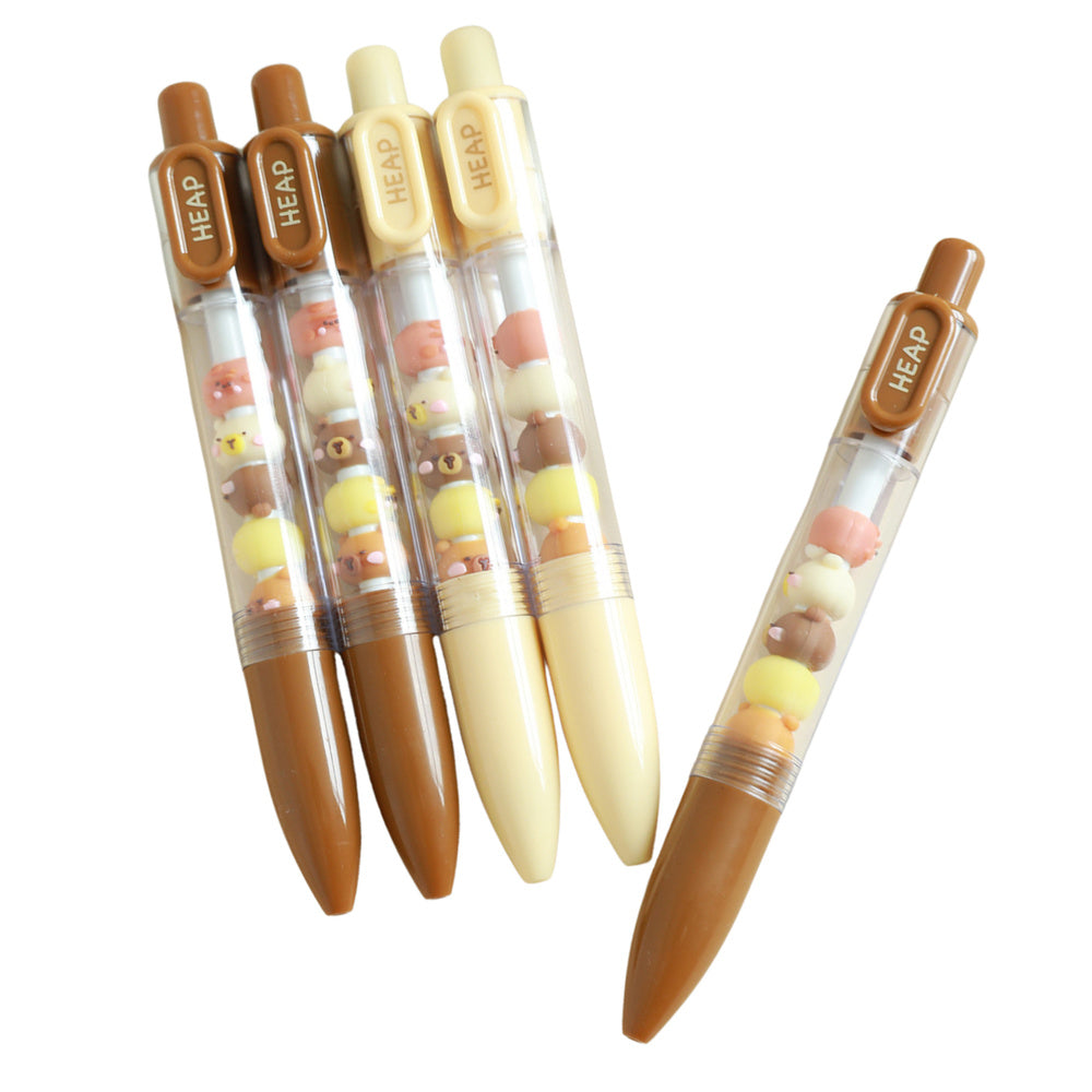 Ballpoint pen with capybara figure, brown, beige, black ink (2)
