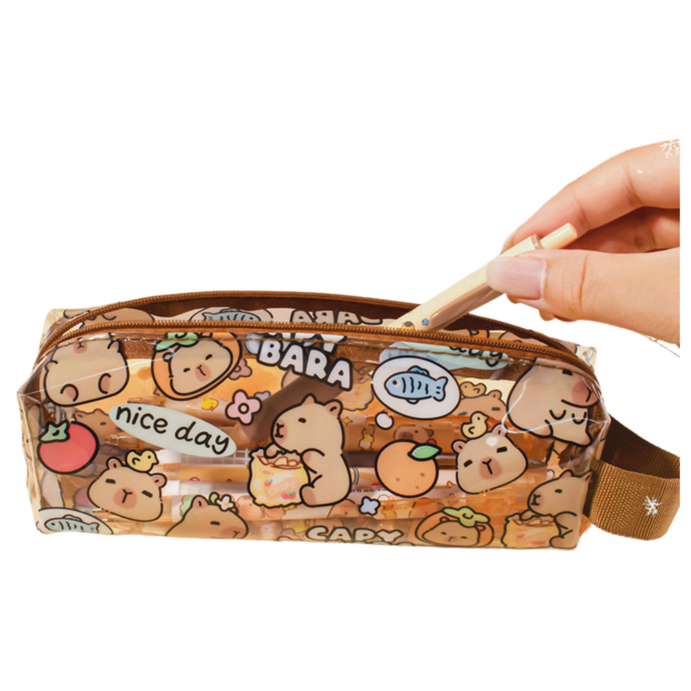 Small pencil case for school Capybara transparent 19cm