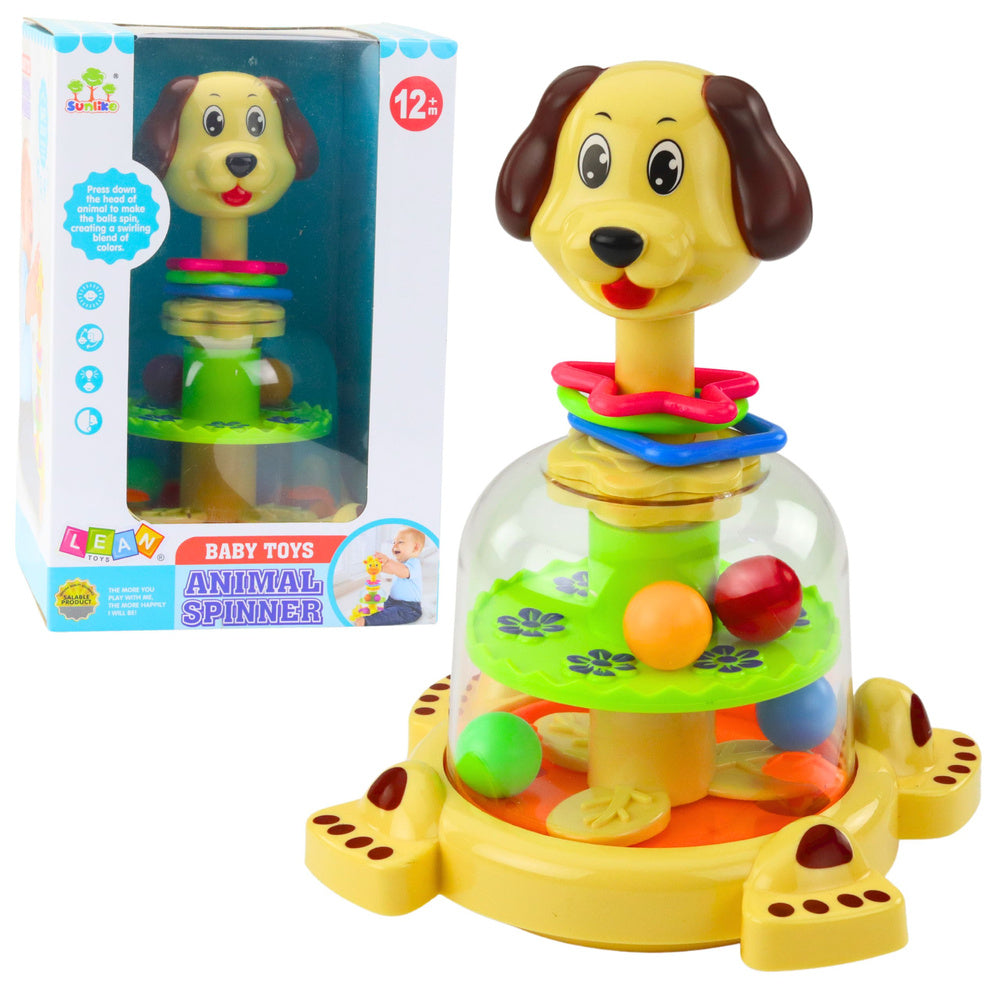Interaktiver Kreisel für Kleinkinder, Hund, bunte Bälle