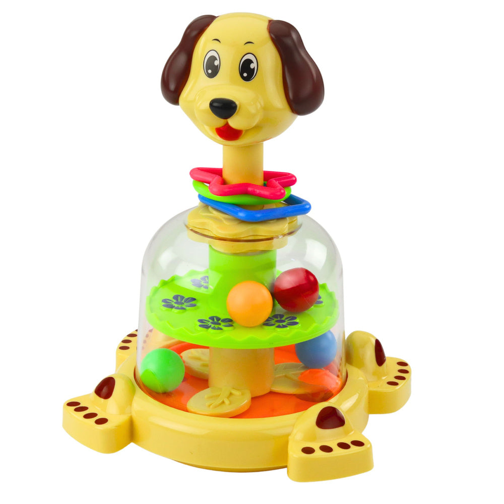 Interaktiver Kreisel für Kleinkinder, Hund, bunte Bälle