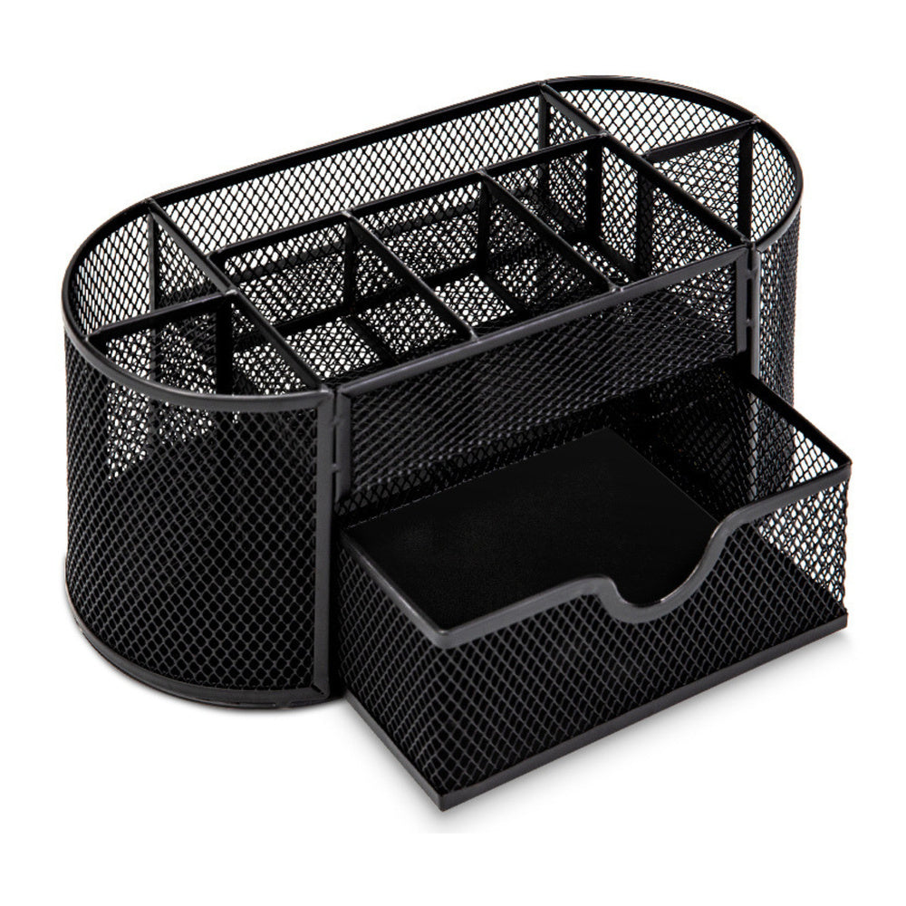 Metal office supply storage box with drawer, black (2)