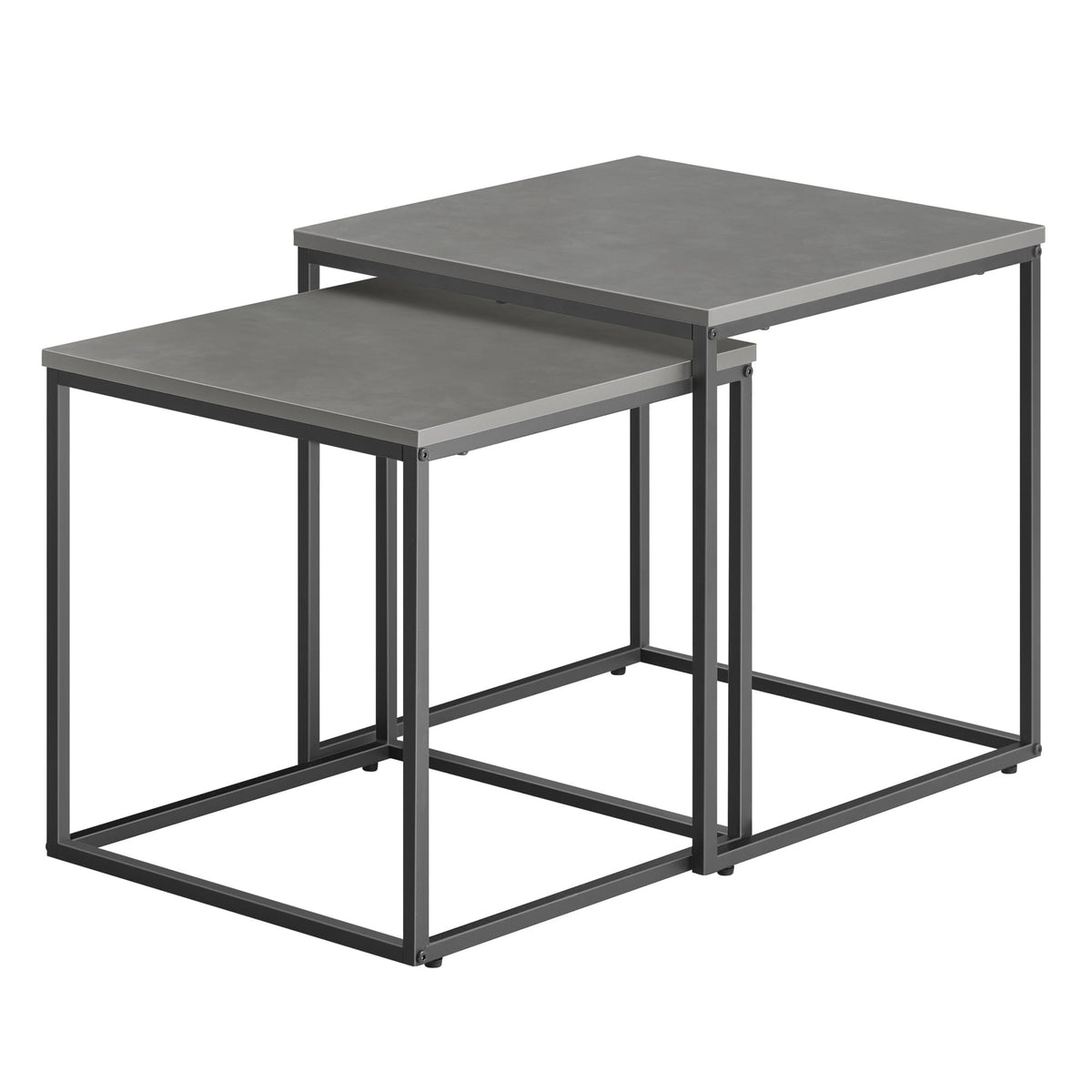 2er-Set quadratische Couchtische – Betonoptik / Beine Schwarz