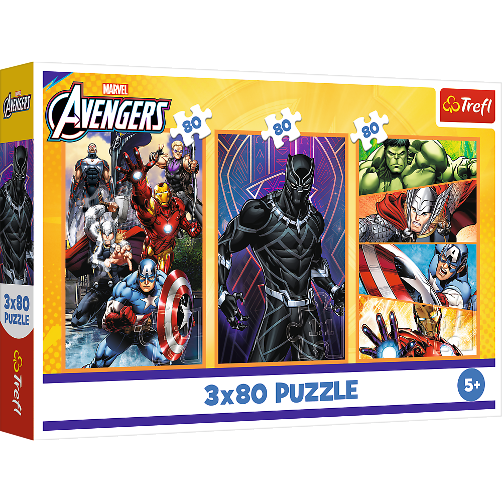 Trefl Puzzle Puzzle - 3x80 - Tage voller Action - Disney Marvel The Avengers Trefl 34883