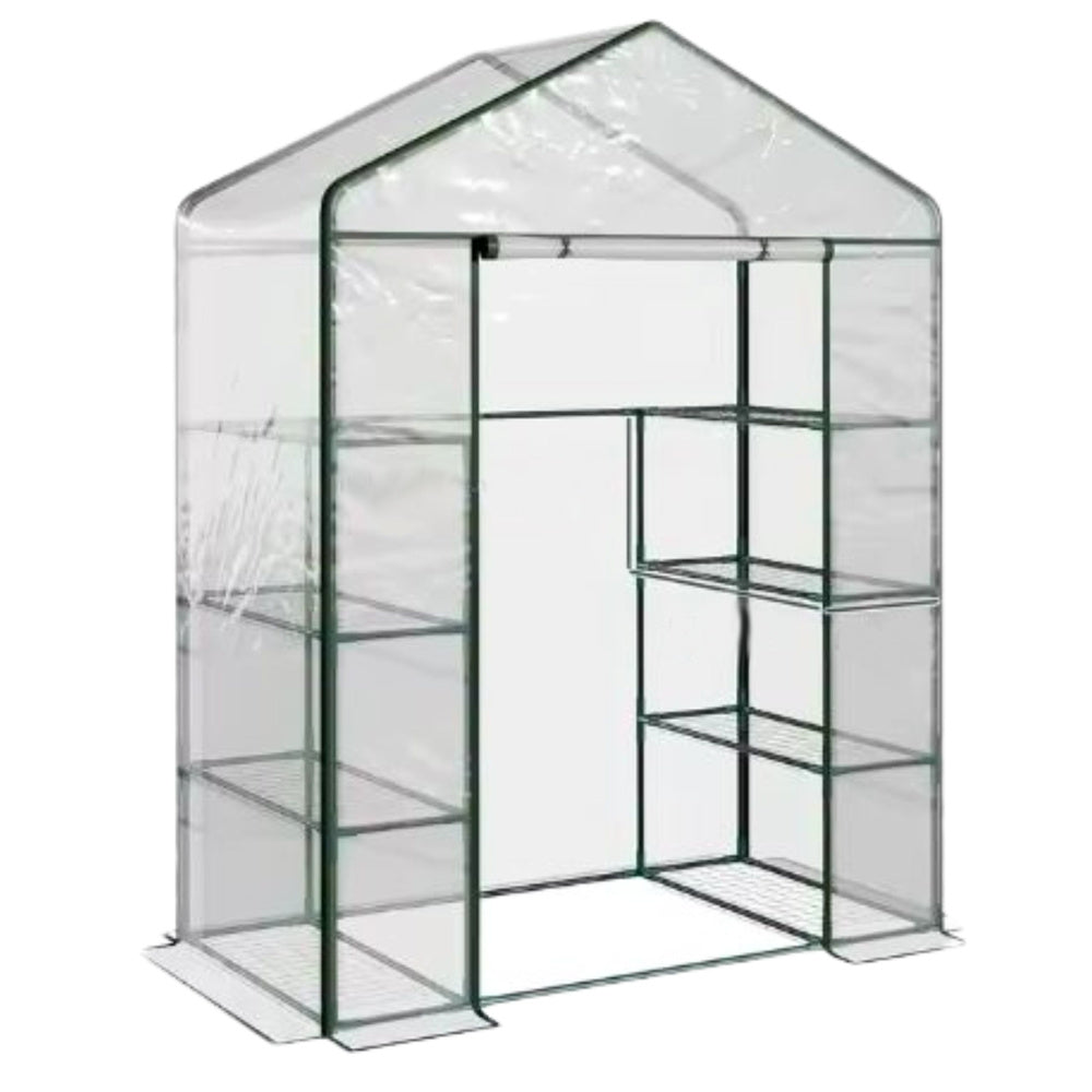 LEAN Mini-Gewächshaus für Balkon und Garten, 4 Metallregale, PVC-Folie, 195 x 143 x 73 cm – Produktabbildung 2