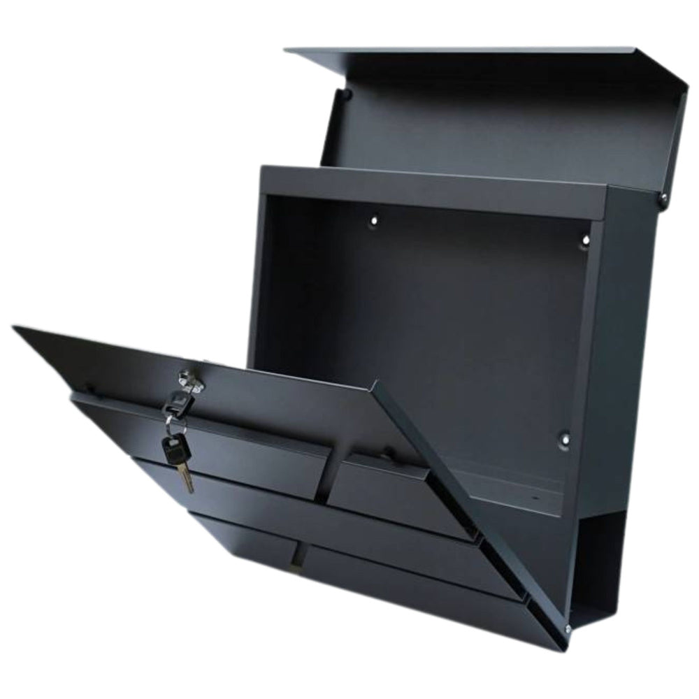 LEAN Großer Briefkasten für Briefe und Zeitungen, Anthrazit, 37x37x11 cm – Produktabbildung 2