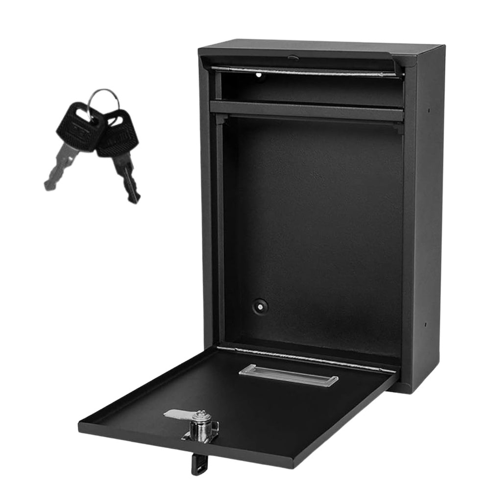 LEAN Briefkasten für Briefe, Stahl verzinkt, schwarz, 32x21,5x8,5cm – Produktabbildung 2
