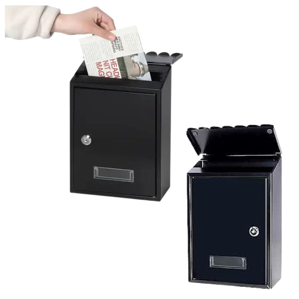 LEAN Briefkasten für Briefe, Stahl verzinkt, schwarz, 26,5x18,5x6,5cm – Produktabbildung 2