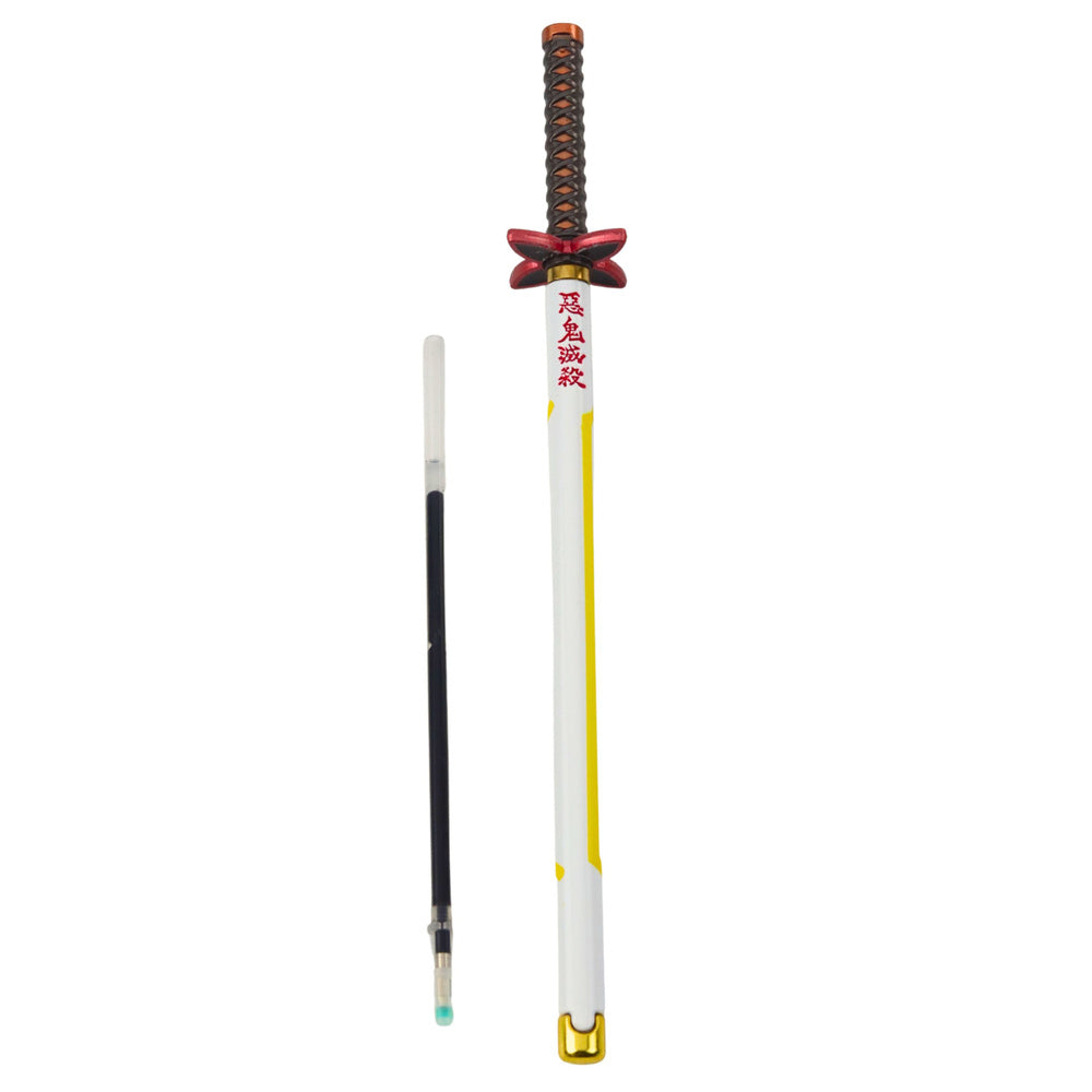 LEAN Katana Schwert Anime Kugelschreiber Metall Schwarze Tinte Austauschbare Mine Weiß und Gelb – Produktabbildung 2