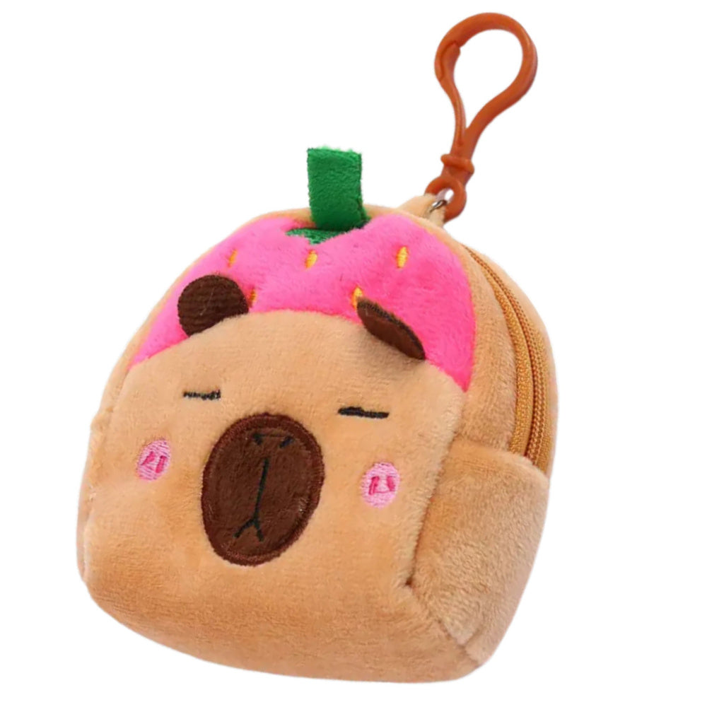 LEAN Plüschgeldbörse mit Schlüsselanhänger, Capybara-Erdbeerrosa, 9,5 x 8 cm – Produktabbildung 2