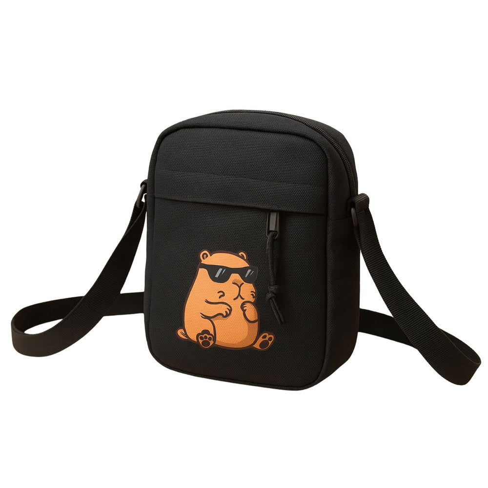 LEAN Capybara Schultertasche mit verstellbarem Riemen, Schwarz, 19,5 x 14 cm – Produktabbildung 2