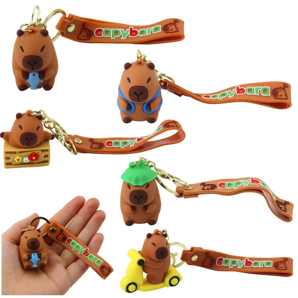 Schlüsselanhänger Capybara-Figur, Anhänger, Karabinerring, Mix