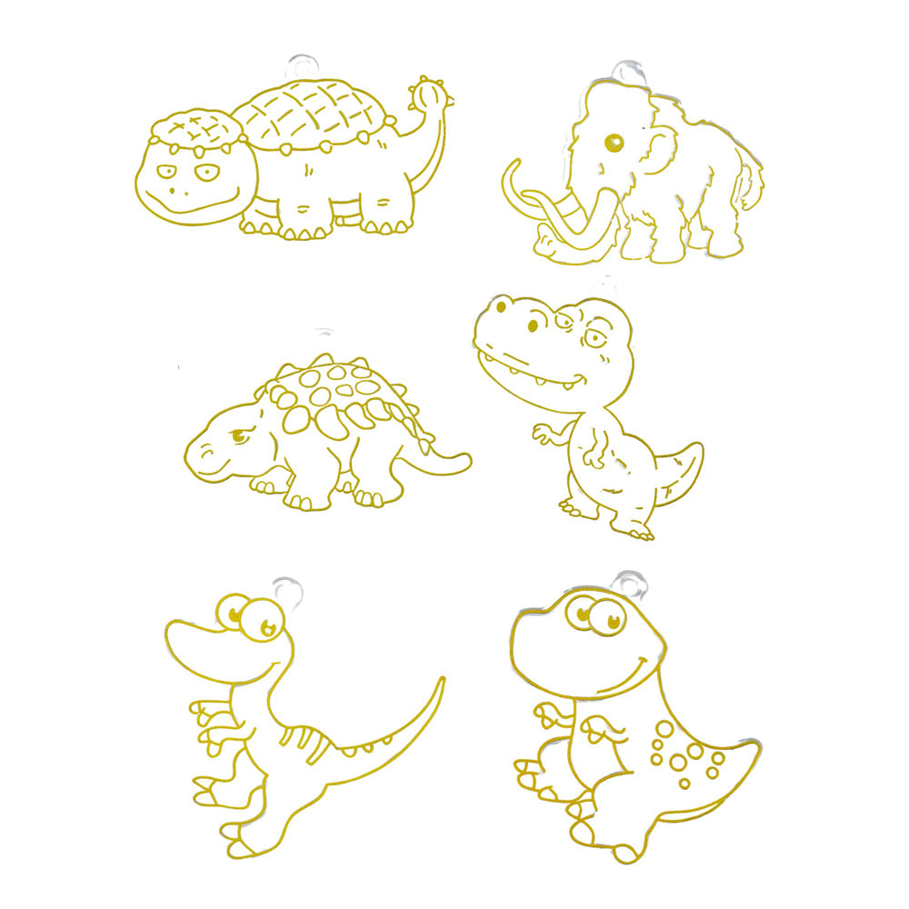 LEAN Toys DIY Kreativset Buntglas-Schlüsselanhänger Dinosaurier Marker 6 Stück – Produktabbildung 2