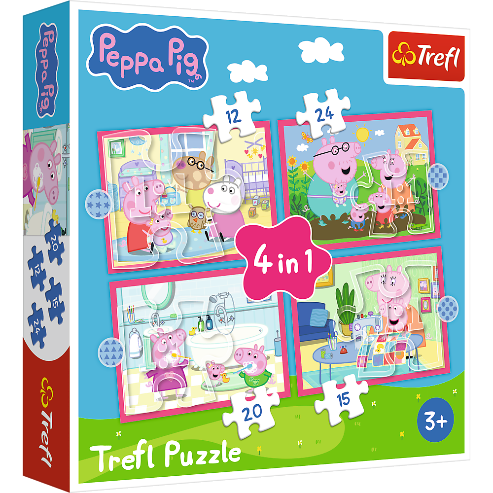 4-in-1 Puzzle (12, 15, 20, 24) – Peppa liebt Abenteuer – Trefl 34672
