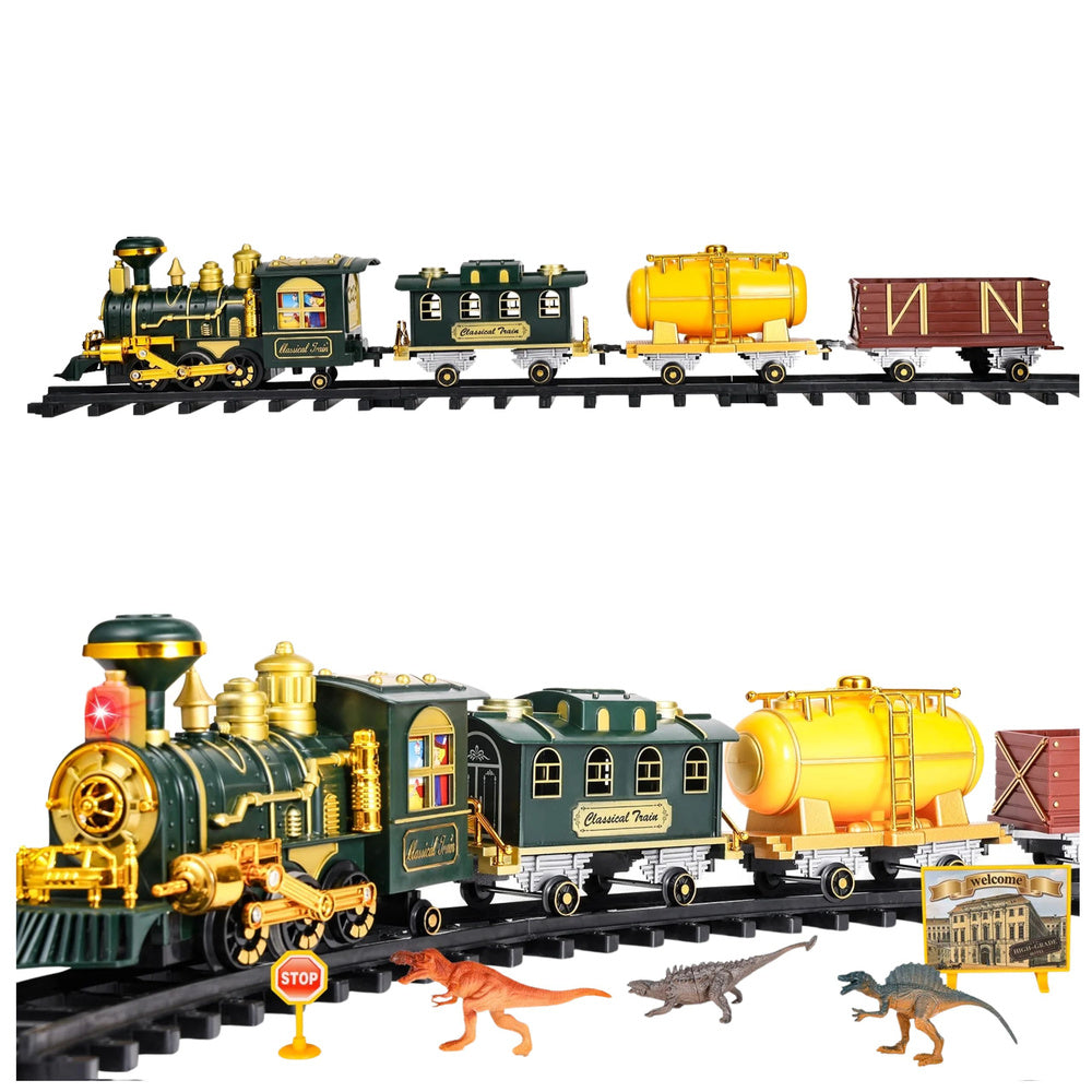 Classic train with dinosaurs, lights, sounds, and smoke, 39-piece set (2)