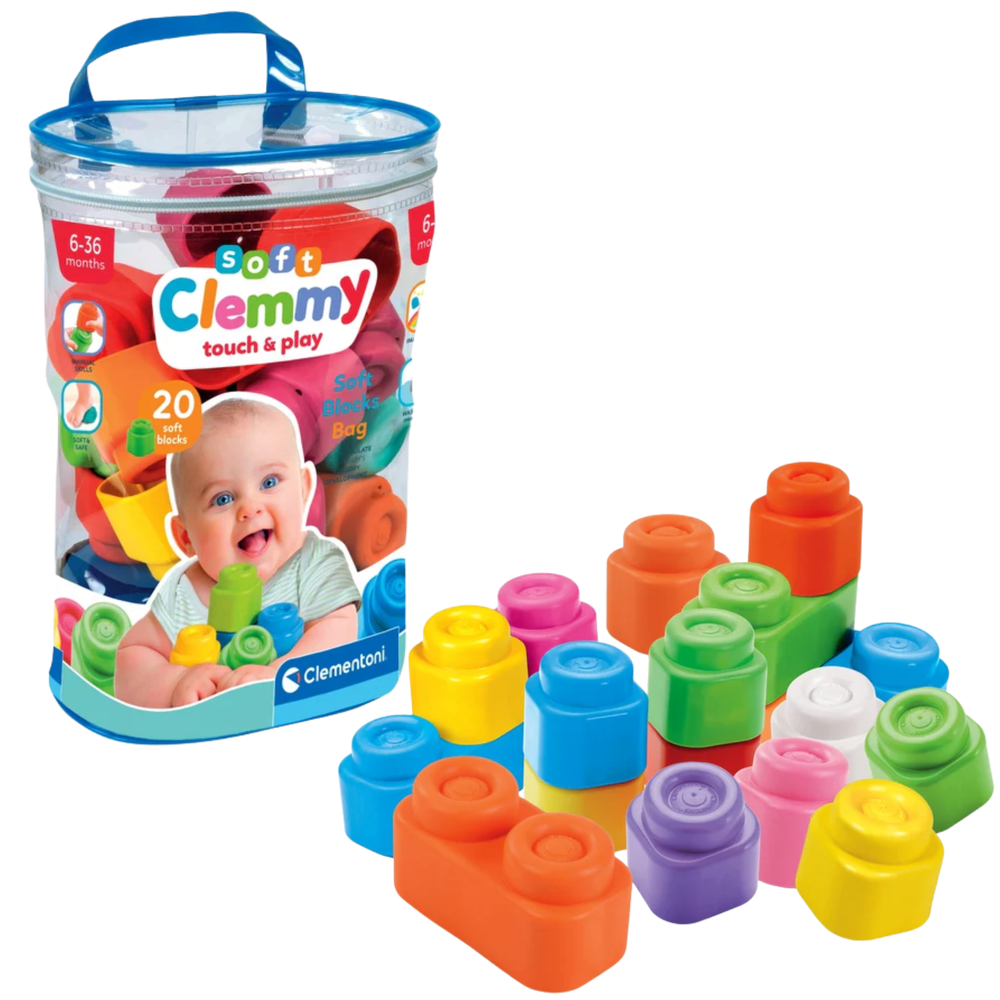 Clemmy Bunte Beutelset – 20 Weiche Bausteine Clementoni 17877
