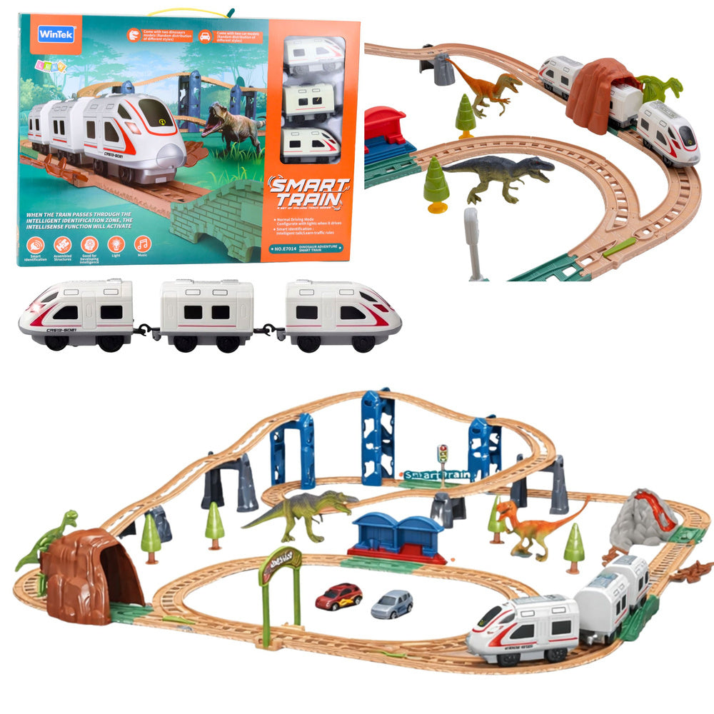 Electric interactive train cars tunnel volcano dinosaur 95 cm