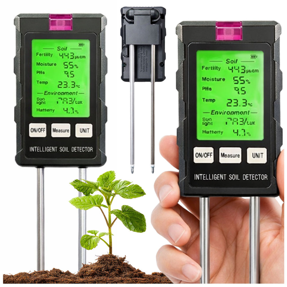 LEAN Pflanzenfeuchtigkeitsmesser, Bodenhygrometer 6-in-1, Temperatur-, Licht- und pH-Wert-Messgerät