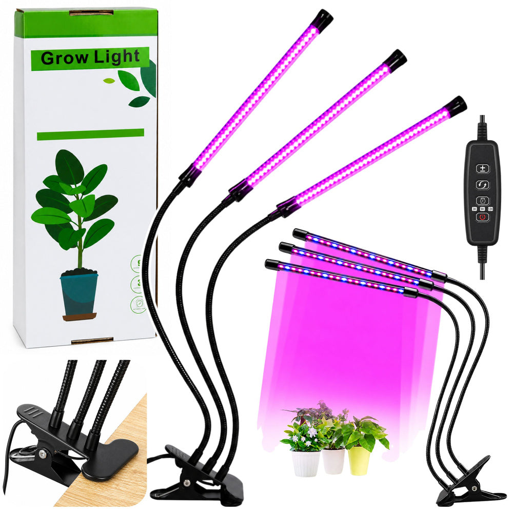 LED grow light for plant cultivation, triple module, clip-on