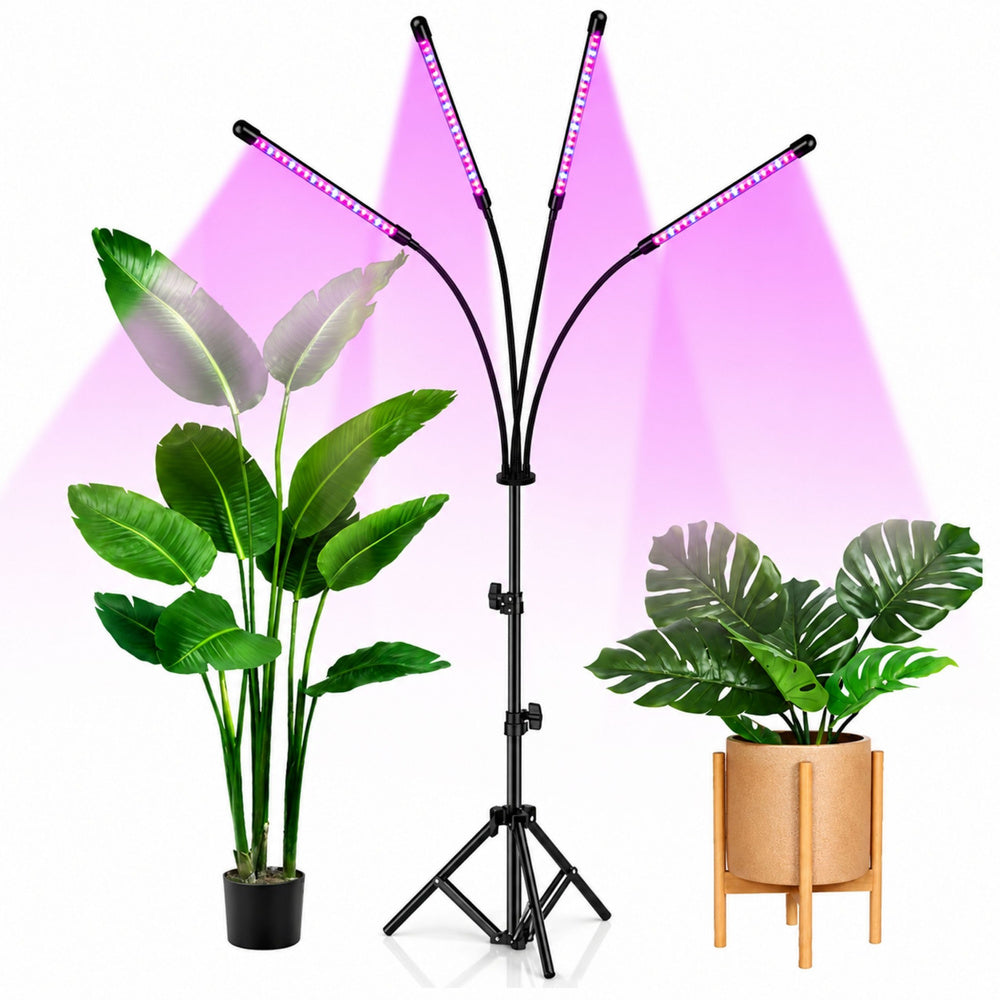 LED lamp for growing crops and plant lighting, 4-section stand, remote control (2)