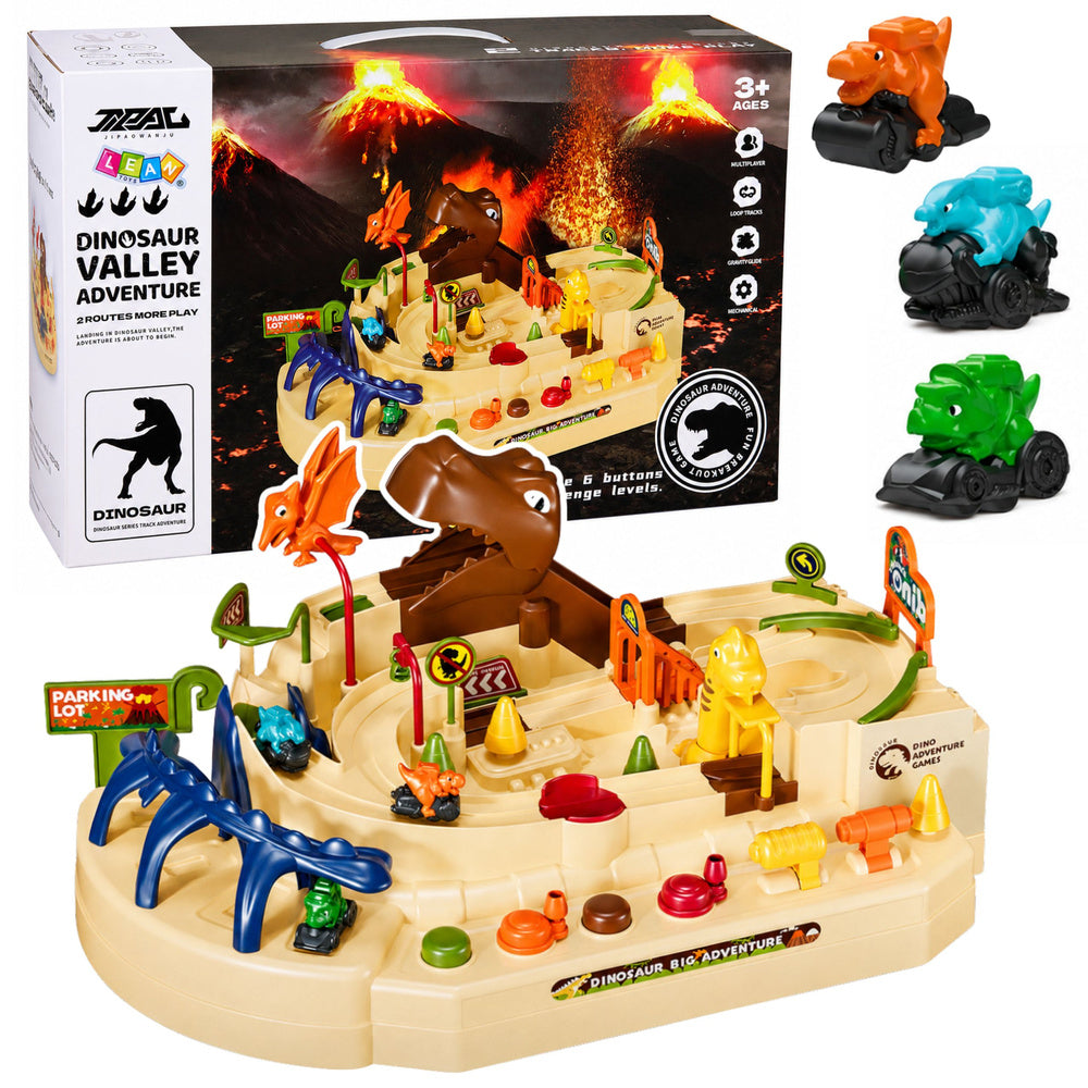 Interactive dinosaur arcade racetrack, 8 challenges and vehicles (manual)