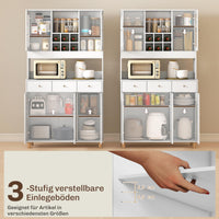 HOMCOM 180 cm Küchenschrank, 2 Glastüren, 3 Schubladen, 4 verstellbare Regale, Esszimmerschrank – Produktabbildung 5