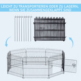 Welpenlaufstall 8-TLG Welpenauslauf mit 8 Gitterplatten Tür Schutzplane Freilaufgehege 61cm hoch – Produktabbildung 7