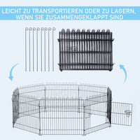 Welpenlaufstall 8-TLG Welpenauslauf mit 8 Gitterplatten Tür Schutzplane Freilaufgehege 61cm hoch – Produktabbildung 7
