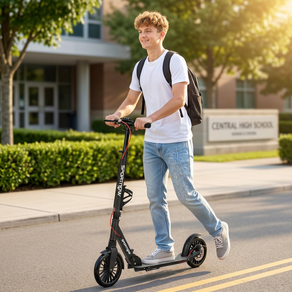 Cityroller Aluminium Höhenverstellbar & Klappbar Scooter mit 200 mm PU-Räder ABEC-7 Kugellager – Produktabbildung 2