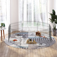 Welpenlaufstall 8-TLG Welpenauslauf mit 8 Gitterplatten Tür Schutzplane Freilaufgehege 61cm hoch – Produktabbildung 2