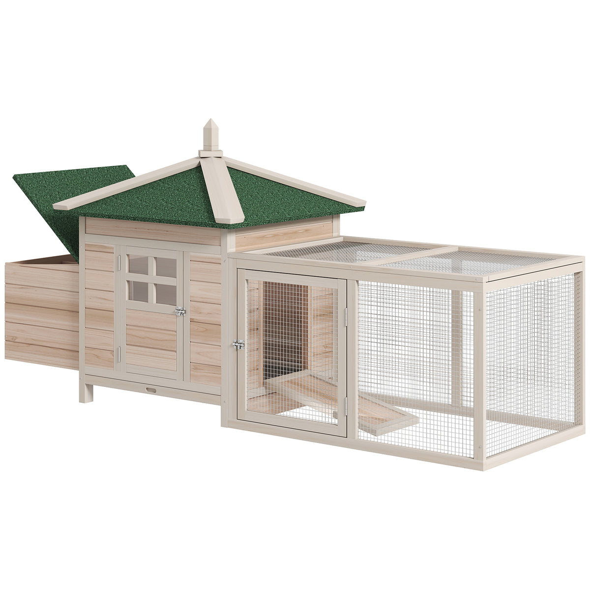 PawHut Hühnerstall für Zwerghühner 196 x 76 x 97 cm witterungsbeständig Hühnerhaus mit Nistkasten