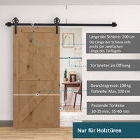 HOMCOM Gleitschienen-Bausatz für Schiebetür, rustikales Design, Karbonstahl, 200x4x0,6 cm, bis 90 kg – Produktabbildung 4