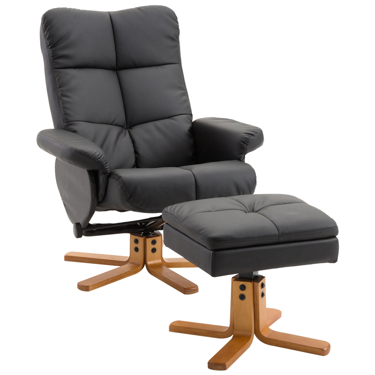 Recliner chair with ottoman, storage space, upholstered TV chair with reclining function, 360° swivel TV