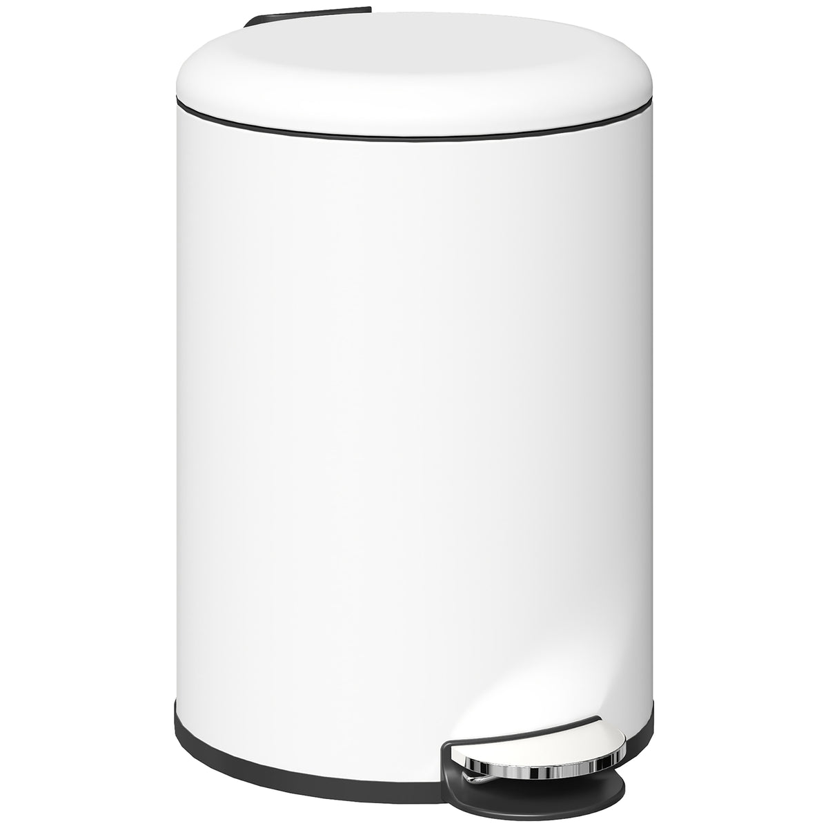 HOMCOM Mülleimer 20L, mit Pedal, Inneneimer, fingerabdrucksicher, leises Schließen, Cremeweiß