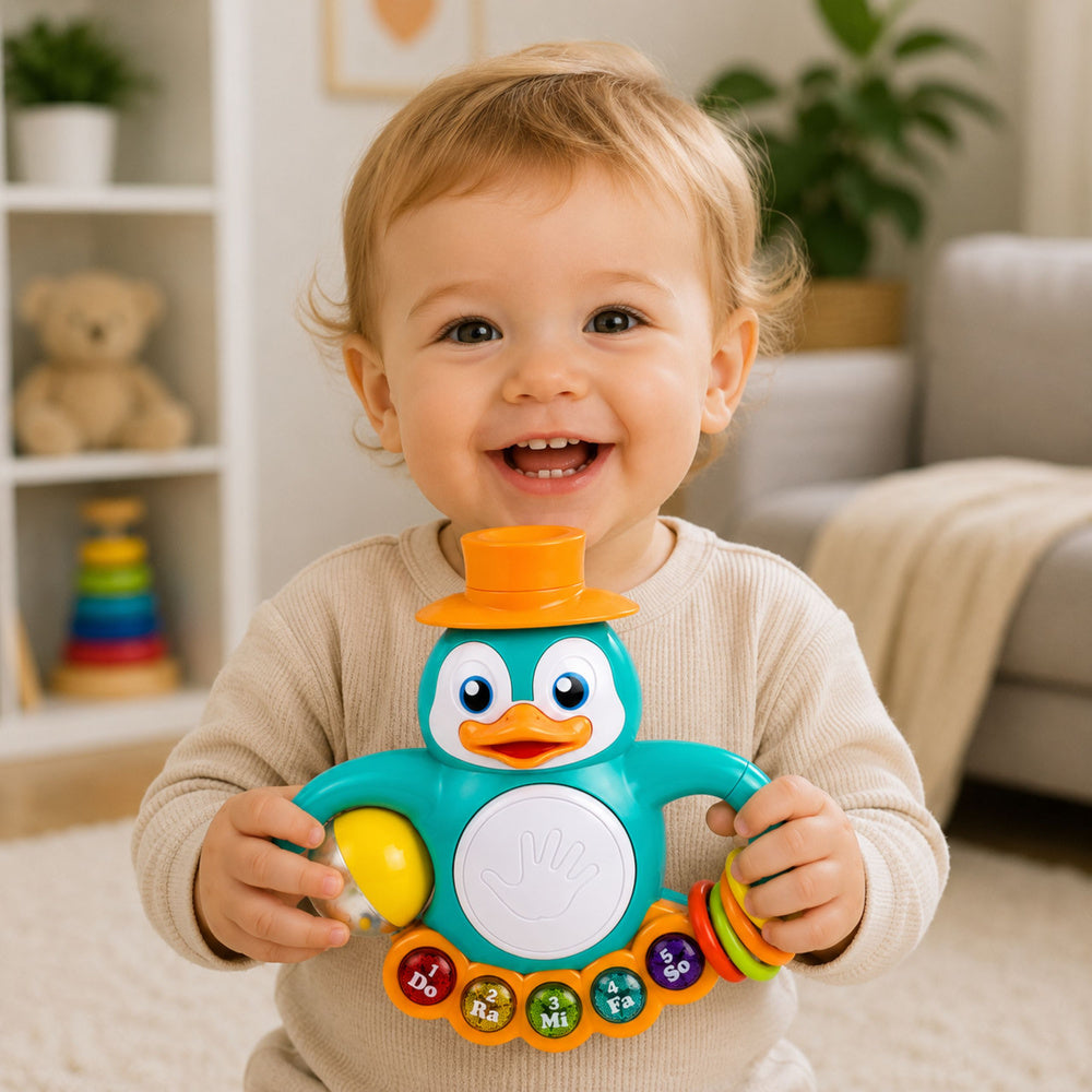LEAN Toys Interaktives Spielzeug: Pinguin-Klavier, Trommelperlen, Rasselball – Produktabbildung 3