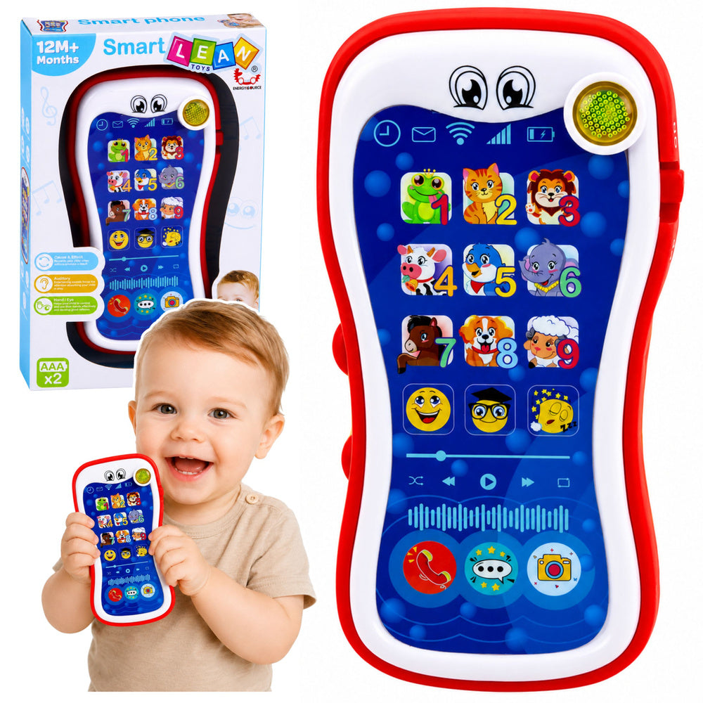LEAN Toys Interaktives Lerntelefon für Kleinkinder mit Tiergeräuschen und Lichteffekten