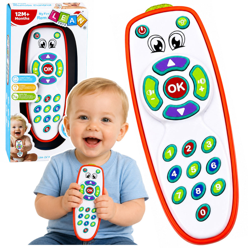 LEAN Toys Interaktive Lernfernbedienung für Kleinkinder mit einstellbaren Lichtern und Tönen