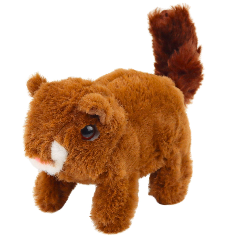 LEAN Toys Interaktives Plüsch-Eichhörnchen im Korb, läuft und macht Geräusche, braun – Produktabbildung 2