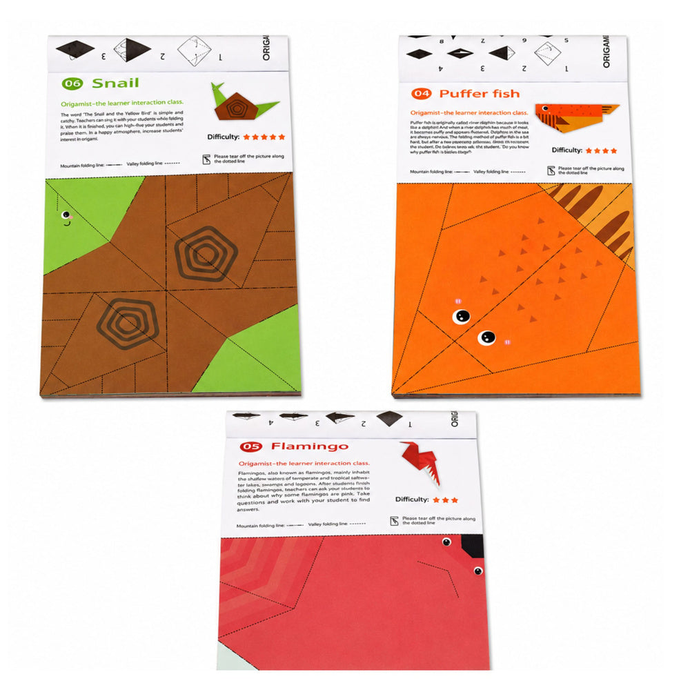Colorful origami notebook for children, animal motifs, difficulty levels, 30 sheets (2)