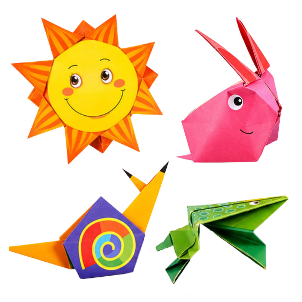 Origami-Set, farbiges Papier, Anleitungsheft, 100 Blatt