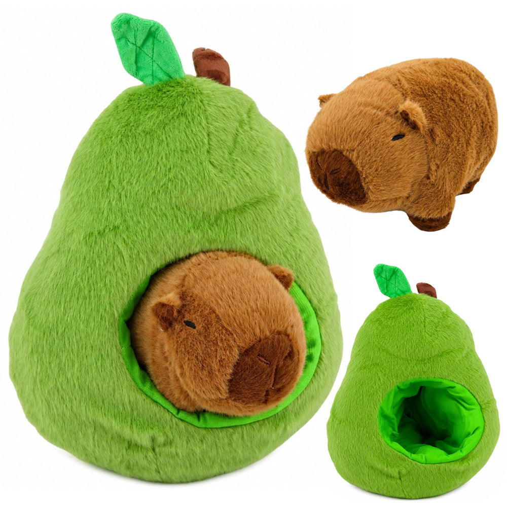 Green avocado with capybara 2-in-1 plush toy 25 cm