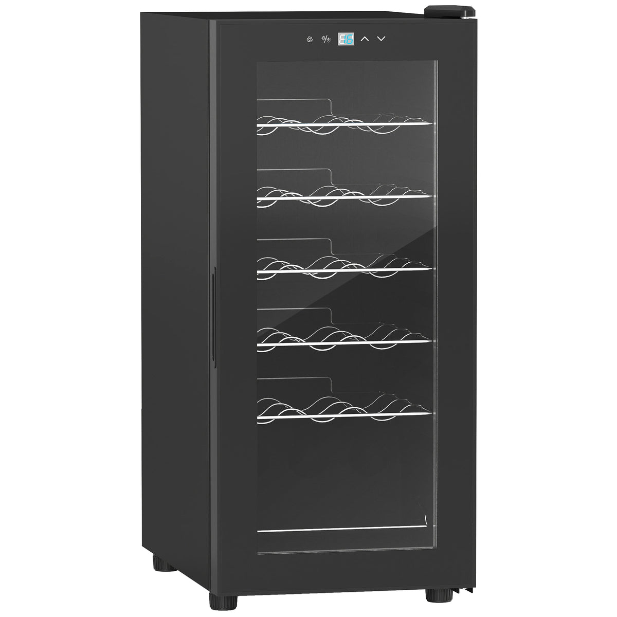 HOMCOM Weinkühlschrank, leise, 5-18°C, Touchscreen, Beleuchtung, 34,5x45x78cm, Schwarz