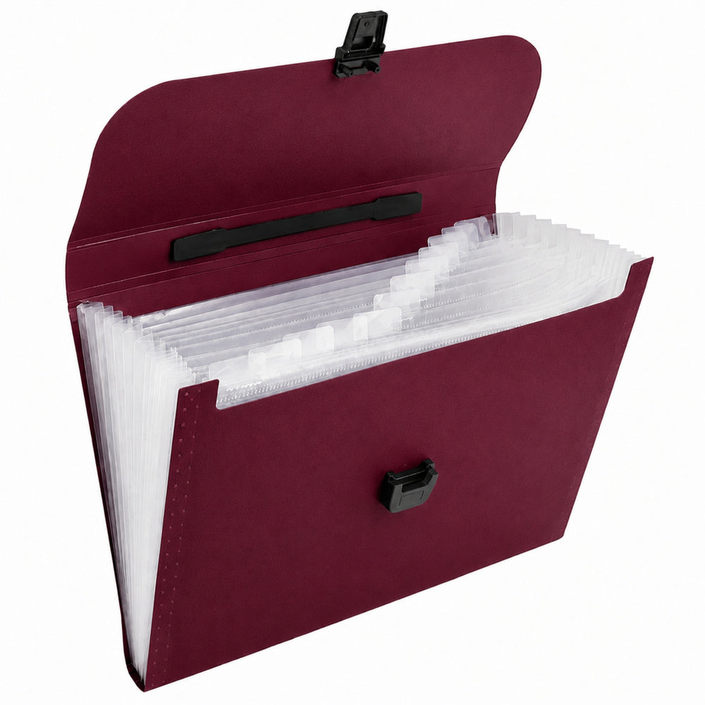 Accordion folder document organizer with 13 compartments, burgundy, A4 (2)